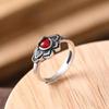 Anillo antiguo Siam mate vintage mate plata pura S925 mariposa mujer Loto natural Rojo Sur abierto