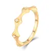 Artículo Caliente de Transmisión en Vivo Anillo de Bambú Ascendente Color Oro K Plata S925 Anillo Vintage Cepillado Grabado