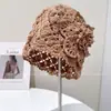 Gorro de Punto Calado Hecho a Mano Artístico de Girasol para Mujer Verano Transpirable Gorro de Lana Estilo Bosque Pañuelo para la Cabeza de Viaje Gorro Frío