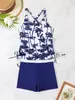 Traje de baño de dos piezas para mujer estilo europeo y americano 2026, Tankini con estampado, Traje de baño de comercio exterior transfronterizo de Amazon