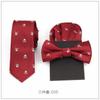 Moda Casual para Hombre Estilo Coreano Calavera Corbata de Vestir Corbata Pañuelo de Bolsillo Set de Tres Piezas Corbata Personalizada Punto