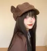 Sombrero de Pescador de Pana de Alta Calidad para Mujer, Nuevo Sombrero Casual Versátil para Cara Pequeña de Otoño e Invierno, Pequeño Fedora Multiusos