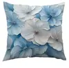 Funda de Almohada Popular Azul con Bordado Floral Blanco y Mariposas Transfronteriza Amazon Tk Personalizable Directo del Fabricante