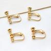 Cor dourada real galvanizada a cobre sem furo na orelha clipe de orelha com parafuso ajustável brincos DIY acessórios de brinco em forma de U cabeça redonda espiral