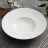 Sombrero de Paja de Fábrica Tazón Plato para Espagueti Hotel Restaurante Vajilla de Alta Gama Creativo Porcelana Blanca Tazón para Sopa Tazón para Frutas y Ensalada