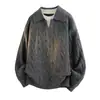 Suéter de Invierno Estilo Americano Falso Dos Piezas con Cuello en V para Hombre, Holgado Uniforme Escolar, Capa Base Cálida, Suéter Grueso de Punto para Hombre