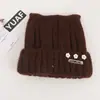 Chapéu de tricô 3D com estampa floral de gatinho fofo para outono e inverno para mulheres, gorro pullover estilo coreano, versátil e forrado com fleece para aquecimento