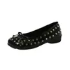 Zapatos Bajos de Mujer con Tachuelas y Lazo Suave Estilo Francés, Nuevo Modelo 2026, Zapatos de Abuela Estilo Hada