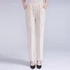Calça Casual de Verão para Mãe Calças para Mulheres de Meia-idade e Idosas Cintura Alta Cintura Elástica Tamanhos Grandes Calças Retas Elásticas Calças Brancas