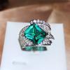 Tiktok live novo estilo imitação palaiba twist anel Qiankun verde lago diamante de alto carbono tesouro colorido anel aberto