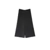Calça Cropped Reta de Cintura Alta Solta para Mulheres Plus Size Outono e Inverno Caimento Fluido Preguiçosa Emagrecedora Casual Cintura Semi-Elástica Calça de Pernas Largas