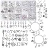 Caja de Regalo para Hacer Joyería de Pulsera, Collar, Clip para Oreja DIY Multicolor de 167 Piezas, Collar de Joyería de Flor de Resina de Dibujos Animados