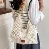Bolso Tejido para Vacaciones en la Playa para Mujer 2026 Nuevo Estilo Bolso Tote de Punto Hueco Gran Capacidad Bolso de Hombro