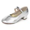 Zapatos Cuadrados para Baile de Adultos y Niños Zapatos de Baile Latino para Mujer Suela de Cuero Zapatos de Baile de Cuero Suave Zapatos de Baile de Suela Suave Zapatos de Baile Plateados