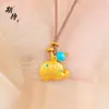 Collar con Colgante de Elefante de Perla Frita de Oro Arena Vietnamita Cadena para Clavícula Regalo Versátil para Novia