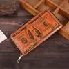 Porta billetes retro transfronterizo europeo y americano, largo, gran capacidad, tarjetero multiposición, monedero de mano para hombre con relieve creativo