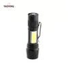 Lanterna Mini LED Forte de Longo Alcance para Exterior Transfronteiriça Zoom Liga de Alumínio com Clipe de Caneta Lanterna com Luz Lateral Cob