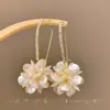 Coreia do Sul Novos Brincos de Flor Branca de Hortênsia Pétala Nicho Distintivo Brincos de Alta Qualidade Brincos Longos Femininos para Mulheres