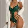 Comercio Exterior Europeo y Americano Lencería Ropa de Dormir Encaje Hueco Transparente Atractivo Sexy Body de Tres Puntos Talla Grande Lencería Sexy