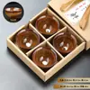 Taza de cerámica simple con cambio de horno para oficina en casa, taza de té con regalo hecho a mano, juego de té kung fu, taza de té, caja de regalo portátil