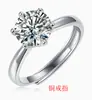 Anillo Auténtico de Moissanita Jiuzuan, Lujo Ligero Quilate Seis Garras Plata S925 No se Desvanece Anillo Ajustable para Mujeres