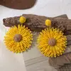 Brincos Coloridos de Flores Personalizados Estilo Feriado Transfronteiriços Europeus e Americanos para Mulheres Girassol Simples Brincos Tecidos à Mão Brincos