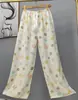 Pantalones de pijama de algodón para mujer, verano, finos, estampados, casuales, de pierna ancha, pueden usar mujeres embarazadas, comercio exterior, pantalones de talla grande