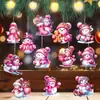Transfronterizo Nuevo 24 Piezas Navidad Rosa Creativo Lindo Muñeco de Nieve Decoraciones de Jardín Fiesta Colgante de Madera