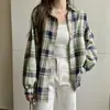 Foto Real de Camisas de Cuadros Retro Japonesas y Coreanas para Mujer, Camisas de Manga Larga, Chaquetas, Chaquetas de Manga Larga de Diseño Holgado
