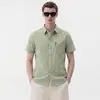 Camisa Masculina de Manga Curta Estilo Americano de Verão, Xadrez, Casual, Versátil, Tamanho Grande, Peça Única, Respirável, Estilo Business Casual