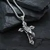 Colar com Pingente de Mãos em Oração Cruz de Aço Inoxidável Estilo Retro Transfronteiriço Europeu e Americano Pingente Nicho Personalizado Tendência de Joias Masculinas