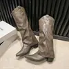Botas de cowboy occidentales para mujer 2026 primavera y otoño nuevo estilo punta fina tacón grueso retro botas largas, botas de caña alta, botas de montar largas de moda