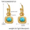 Collar Colgante Cuadrado de Perla de Agua Dulce Azul Turquesa Natural de Ensueño Anillo Pendientes Conjunto de Acero Inoxidable Exquisito de Lujo