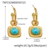 Nuevo Conjunto de Collar, Pendientes y Anillo con Colgante de Acero Inoxidable Turquesa Azul de Xinyixin, Joyería Exquisita Europea y Americana Que No Se Desvanece