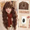 Peruca para mulheres, estilo outono/inverno, com cabelo cacheado, ondulado e longo, perfeita para um look Lolita, criando um estilo doce e charmoso, peça completa para a cabeça
