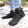 Sapatos de algodão impermeáveis ao ar livre de inverno forrados de lã engrossados e quentes botas de neve de montanhismo masculinas antiderrapantes resistentes ao desgaste botas de algodão masculinas de cano médio