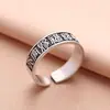 Bendición de Dios todo es adecuado anillo hombres anillo abierto imitación plata tailandesa envejecida anillo índice artístico estilo nacional texto