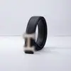 Cinturón Casual Nuevo de Cuero Liso Transfronterizo para Hombre, Cinturón de Piel de Vaca de Alta Gama con Hebilla en H y Letras, Estilo Versátil y de Moda para Hombre
