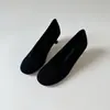 Design de Nicho Primavera Verão Novo Retro Verde Bico Redondo 2026 Salto Alto Fino Boca Rasa Sapatos de Vovó Sapatos Pequenos de Couro Femininos Sapatos de Salto