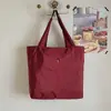 Bolsa de compras plegable, portátil, color sólido, bolsa de mano de poliéster no de nailon, gran capacidad, impermeable, bolsa de hombro para la compra de comestibles, bolsa ecológica