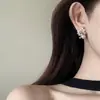 Pendientes de Moda Versátiles de Gama Alta con Circonita Incrustada y Perla Estilo Francés Retro Elegante Temperamento Lujo Pendiente de Aguja de Plata para Mujer