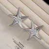 Pendientes Europeos y Americanos de Moda Transfronterizos con Incrustaciones de Perlas, Pendientes Brillantes de Estrella de Mar, Exquisitos y Exagerados Accesorios Metálicos para Orejas de Estilo Festivo