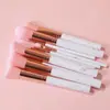Set de Brochas de Maquillaje de Mármol de 10 Piezas con Cerdas Suaves, Portátil, para Polvos Sueltos, Rubor, Sombra de Ojos, Herramienta de Belleza