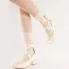 Meias de orelha de madeira branca adoráveis com laço de pérola jk verão finas curtas comprimento médio panturrilha meias femininas combinando sapatos Mary Jane