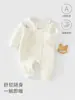 Mameluco para bebé, estilo otoño e invierno, Clase A, para niñas pequeñas, acolchado, de tres capas, cálido, protector de barriga, con capa de aire, estilo mariposa