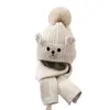 Conjunto de Bufanda Cálida de Algodón Puro para Otoño e Invierno para Niños Mayores, Niños y Niñas, con Gorro de Lana Interior, Conjunto de Dos Piezas para Bebés
