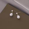 Pendientes de perlas con gotas de agua, delicados y elegantes, con luz de sentido avanzado diario, de lujo, elegantes y elegantes, con placa de incienso de mosquitos y clip para las orejas para mujer.