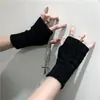 Guantes de punto para mujer en otoño e invierno, guantes sin dedos para hombre, calentadores de muñeca, guantes de lana de medio dedo, mangas postizas de pareja de estudiantes de color puro
