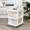 Carrito tipo cajón estilo crema, estante de almacenamiento móvil multicapa para uso doméstico, adecuado para dormitorio y sala de estar, para guardar juguetes y bocadillos