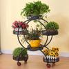 Suporte de Flores de Ferro Multi-camada com Rodas Suporte para Vasos de Flores Louro Verde de Chão Suporte Removível para Armazenamento de Suculentas para Varanda Sala de Estar